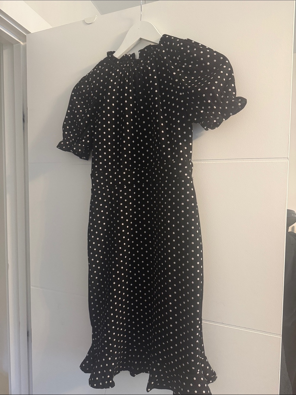 Monteau Black Dress with White Polka Dots